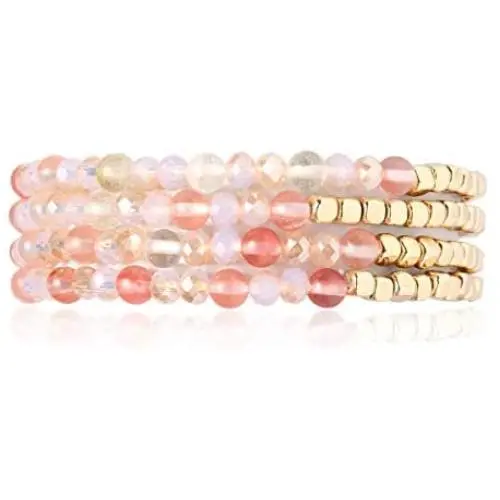 RIAH FASHION Delicate Boho Beaded Multi Layer Versatile Statement Bracelets - Stackable Stretch Strand Cuff Bangles Sparkly Crystal, Natural Stone, Tassel Charm RIAH FASHION Delicate Boho Beaded Multi Layer Versatile Statement Bracelets - Stackable Stretch Strand Cuff Bangles Sparkly Crystal, Natural Stone, Tassel Charm