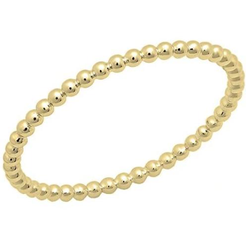 1.4 mm Beaded Style Ladies Ball Chain Design Wedding Band, 10K Gold