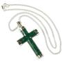 NOVICA .925 Sterling Silver and Natural Jade Cross Pendant Necklace, 18'', Maya Hope, Hand Made