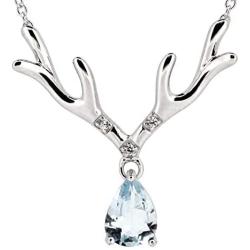 ByLove Jewelry Sterling Silver Natural Gemstone Pendant Reindeer Pendant Necklace 18''