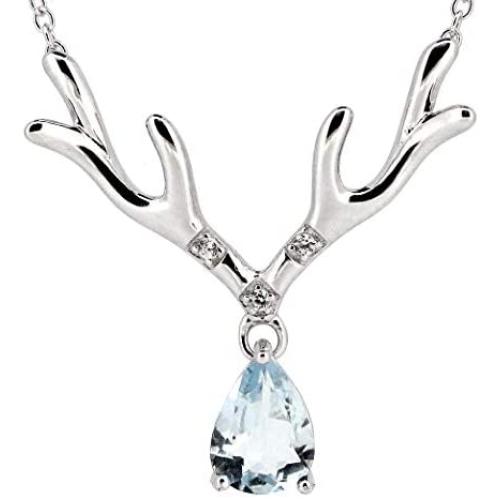 ByLove Jewelry Sterling Silver Natural Gemstone Pendant Reindeer Pendant Necklace 18''