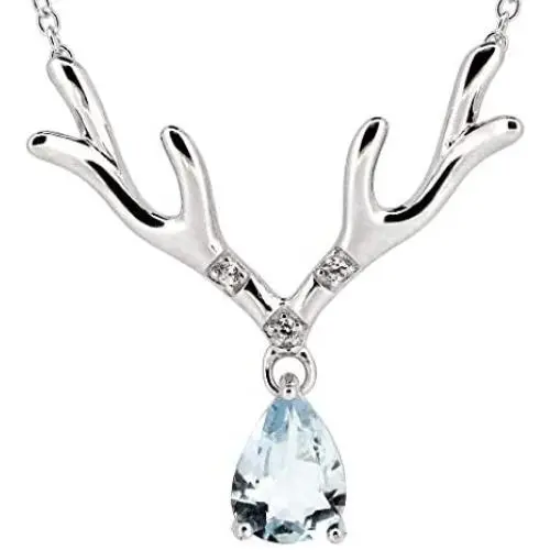 ByLove Jewelry Sterling Silver Natural Gemstone Pendant Reindeer Pendant Necklace 18'' ByLove Jewelry Sterling Silver Natural Gemstone Pendant Reindeer Pendant Necklace 18''