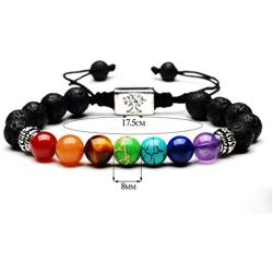 Zuo Bao 7 Chakra Natural Stone Yoga Bracelet 8mm Nature Stone Braided Rope Healing Yoga Bead Rope Necklace