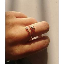 2Pcs Initial Letter Ring for Teen Girls with Cubic Zirconia Adjustable A-Z Stackable Ring for Women