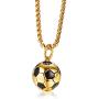 Cupimatch Mens 3D Football Pendant Necklace Chain, Stainless Steel Sports Soccer Ball Charm Necklace Jewelry 24'' Link