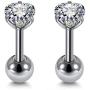 Mini Cubic Zirconia 16G Earring Studs Round Rhinestone Diamond Stainless Steel Post Back Ball Screw Men Women Boy Girl Nose Helix Cartilage Ear Lobe Small Cute Piercing Jewelry