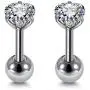 Mini Cubic Zirconia 16G Earring Studs Round Rhinestone Diamond Stainless Steel Post Back Ball Screw Men Women Boy Girl Nose Helix Cartilage Ear Lobe Small Cute Piercing Jewelry