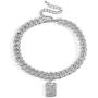 Ingemark Sparkly Initial E Necklace Rhinestone Cuban Link Chain Choker Necklace for Women Girls