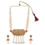 Efulgenz Indian Bollywood Traditional 14 K Gold Plated Crystal Kundan Pearl Beaded Wedding Temple Tassel Choker Necklace Earrings Jewelry set