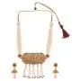 Efulgenz Indian Bollywood Traditional 14 K Gold Plated Crystal Kundan Pearl Beaded Wedding Temple Tassel Choker Necklace Earrings Jewelry set