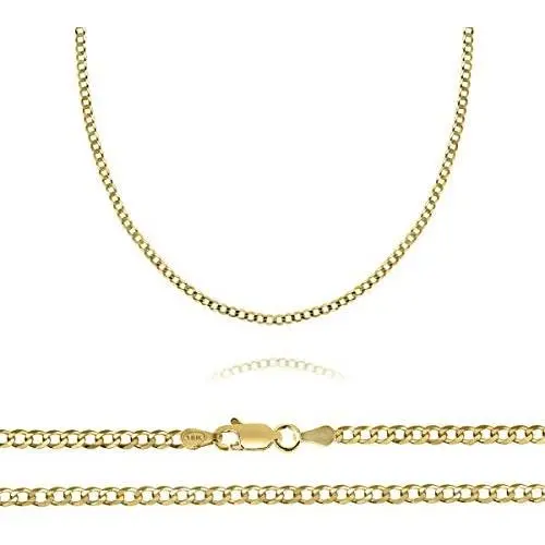 Orostar 2MM 18K Gold Chain for Men & Women with Strong Curb Link | Fine Curb Chain Necklace from Size 16-30 inches