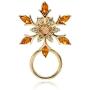 PANGRUI Exquisite Winter Holiday Snowflake Flower with Rhinestones Magnetic Eyeglass Holder Brooch Pin