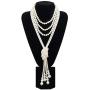 Art Deco Fashion Faux Pearls Necklace 1920s Pearls Necklace Gatsby Accessories Vintage Costume Jewelry Cream Long Necklace for Women