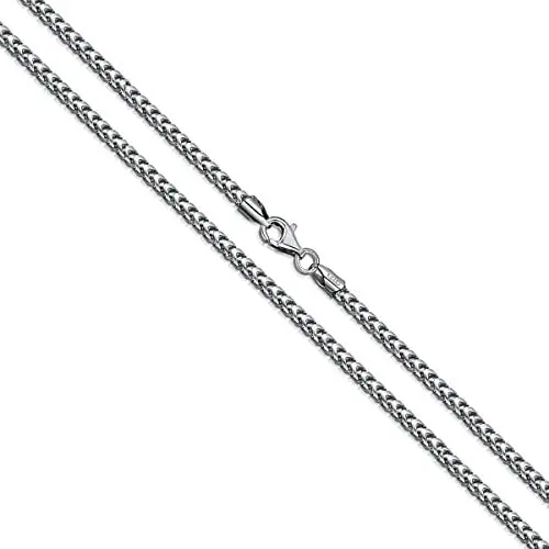 Sterling Silver 2MM Solid Franco Square Box Link Italian Chain Necklace, 16-36 Inch - Made In ITALY Sterling Silver 2MM Solid Franco Square Box Link Italian Chain Necklace, 16-36 Inch - Made In ITALY