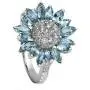 CZ Stone Crystal Sunflower Ring Silver Plated Rhinestone Flower Wedding Ring Jewelry CZ Stone Crystal Sunflower Ring Silver Plated Rhinestone Flower Wedding Ring Jewelry