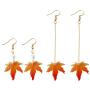 FUTIMELY Red Maple Leaf Earrings,Christmas Earrings for Womens Girls,Thanksgiving Jewelry,Long Tassels Pearl Drop Dangle Earrings