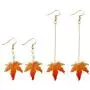 FUTIMELY Red Maple Leaf Earrings,Christmas Earrings for Womens Girls,Thanksgiving Jewelry,Long Tassels Pearl Drop Dangle Earrings