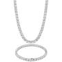 KRKC&CO 4mm Tennis Chain and Bracelet Set, 14k Gold Single Row Prong-Setting with Hand-Selected 5A CZ Stones, Urban Street-wear Hip Hop Jewelry for Rappers