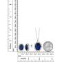 925 Sterling Silver Blue Simulated Sapphire Pendant Necklace and Earrings Set Bundle