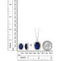 925 Sterling Silver Blue Simulated Sapphire Pendant Necklace and Earrings Set Bundle 925 Sterling Silver Blue Simulated Sapphire Pendant Necklace and Earrings Set Bundle