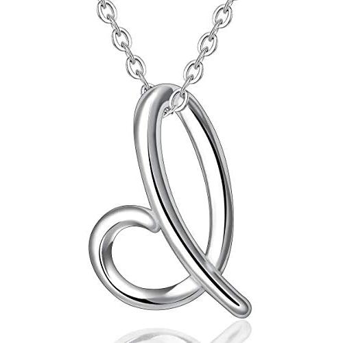 EUDORA Sterling Silver Necklace 26 Letters Alphabet Personalized Charm Pendant with 18inch O-Ring Chain