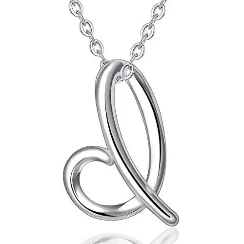 EUDORA Sterling Silver Necklace 26 Letters Alphabet Personalized Charm Pendant with 18inch O-Ring Chain EUDORA Sterling Silver Necklace 26 Letters Alphabet Personalized Charm Pendant with 18inch O-Ring Chain