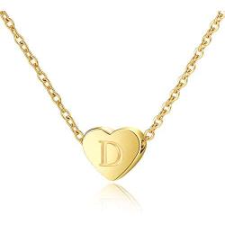 Lanqueen Gold Initial Necklace for Flower Girls Tiny Heart Pendant Necklaces Bridal Wedding Party Gift Bridesmaid Proposal Jewelry for Women Girls