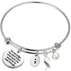 UJIMS Semicolon Inspirational Gift Mental Health Suicide Awareness Bracelet Depression Awareness Jewelry for Women Girl