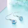 YinShan Austria Blue Zircon Jewelry 925 Sterling Silver CZ Butterfly Wing Simple Teardrop Dangle Earrings and Necklace