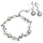 Mariell Silver Vine & Ivory Pearl CZ Bridal Bracelet & Earrings Set - Wedding Jewelry for Bridesmaids