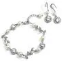 Mariell Silver Vine & Ivory Pearl CZ Bridal Bracelet & Earrings Set - Wedding Jewelry for Bridesmaids