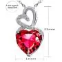 Lab-Created Gemstone Birthstone Heart and Diamond Accent Necklace Pendant Charm in 10k White Gold or 10k Yellow Gold plated or 925 Sterling Sliver with 18” Chain (Choose your Birthstone)