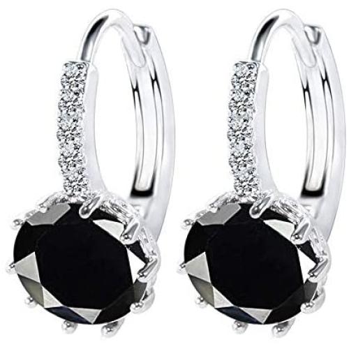 Emesly Rhodium Plated Cubic Zirconia Crystal Dangle Earrings for Women; Nickel & Lead Free, Hypoallergenic Long Lasting Finish; Perfect Jewelry Gift for Women & Girls