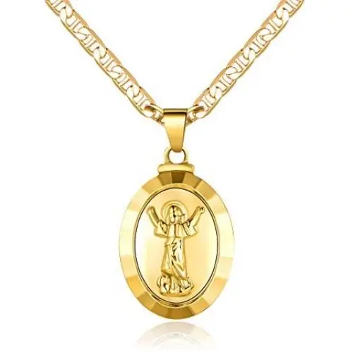 Barzel Baby Jesus Necklace for Women, Men, Boys, and Girls 18K Gold Plated Flat Mariner/Marina 060 3MM Chain Necklace with Baby Jesus/Divinio Nino Pendant Barzel Baby Jesus Necklace for Women, Men, Boys, and Girls 18K Gold Plated Flat Mariner/Marina 060 3MM Chain Necklace with Baby Jesus/Divinio Nino Pendant