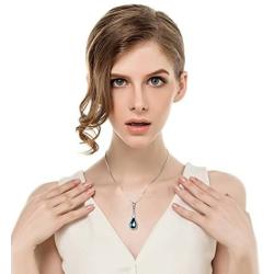 AOBOCO Sterling Silver Teardrop/Water Drop Necklace Embellished with Crystals from Austria, Fine Anniversary Birthday Jewelry Gifts for Women Wife Girlfriend Daughter Mom Grandma Aunt