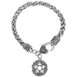 VASSAGO Wicca Pentacle of Goddess a Powerful Protection Pendant Flower of Life Charm Wheat Chain Bracelet