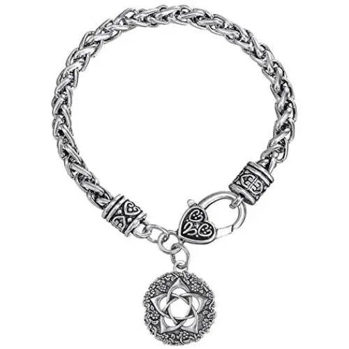 VASSAGO Wicca Pentacle of Goddess a Powerful Protection Pendant Flower of Life Charm Wheat Chain Bracelet VASSAGO Wicca Pentacle of Goddess a Powerful Protection Pendant Flower of Life Charm Wheat Chain Bracelet