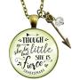 Gutsy Goodness Though She Be But Little Necklace Shakespeare Fierce Quote Arrow Jewelry 24''