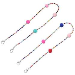 N/Q Handmade Rainbow Eyeglass Holder Colorful Beads Chain Necklace Colorfu Polymer Clay Lanyard Around The Neck for Women Girls Men Boys Unisex Jewelry Gift