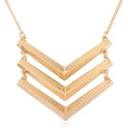 RIAH FASHION Bohemian Geometric Pendant Long Necklace - Boho Metallic Charm Chevron, Tribal Triangle, Snake Print Wood Layering Chain