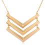 RIAH FASHION Bohemian Geometric Pendant Long Necklace - Boho Metallic Charm Chevron, Tribal Triangle, Snake Print Wood Layering Chain