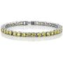 Gem Stone King 12.00 Ct Round Cut Canary Yellow Cubic Zirconias CZ 7inches Tennis Bracelet 7 Inch