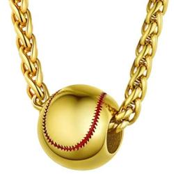 PROSTEEL Baseball Necklaces for Men Teen Boys, Stainless Steel Softball Pendant Chain, Mens Sports Jewelry, 22inch-24inch Adjustable Wheat Chain