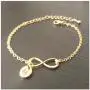 Personalized Infinity Bracelet with Initials 18K Gold Plated Letter Bracelet for Women Girls Dainty Cute Coin Charm Bracelet Disc Name Bridesmaid Bracelet