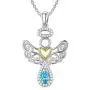 RMREWY Guardian Angel Necklace 925 Sterling Silver Angel with Heart Pendant Necklace Celtic Knot Angel Wing Jewelry Gifts for Women Girlfriend