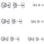 YIGEAN Stainless Steel Round Clear Cubic Stud Earrings,Hypoallergenic Multi-Piercing Ears,Jewelry Gifts Of Men,Women,Boys & Girls(6 Pairs)