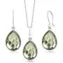 Gem Stone King 925 Sterling Silver Prasiolite 16X12MM Pear Shape Pendant Earrings Set (19.50 Ct with 18 Inch Silver Chain)