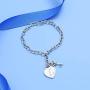 malyunin Initial Bracelets Key Heart Charm Bracelets for Women Charms Bracelet for Girls Stainless Steel Bracelet 26 Letters Jewelry Birthday A-Z