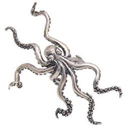 Paialco 925 Sterling Silver Gothic Octopus Ear Cuff Clip On Earring