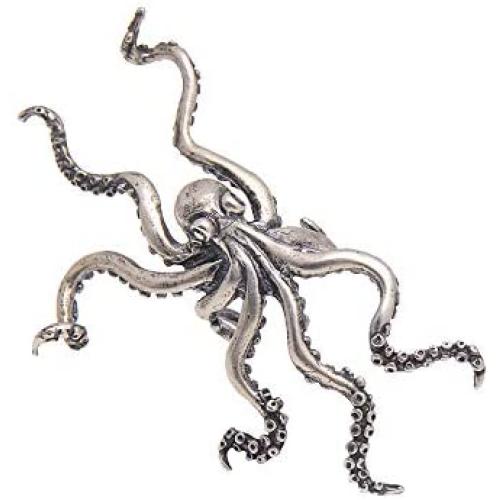 Paialco 925 Sterling Silver Gothic Octopus Ear Cuff Clip On Earring